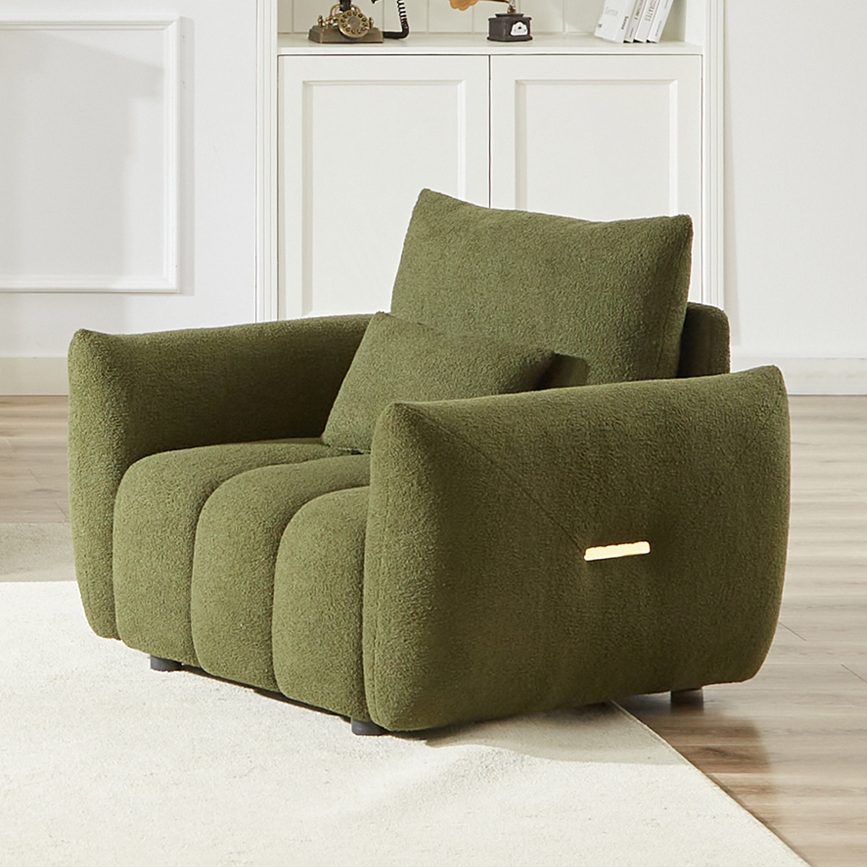 Canapé en tissu Teddy 36,8 pouces, fauteuil de salon moderne pour appartement, bureau, salon et chambre, vert