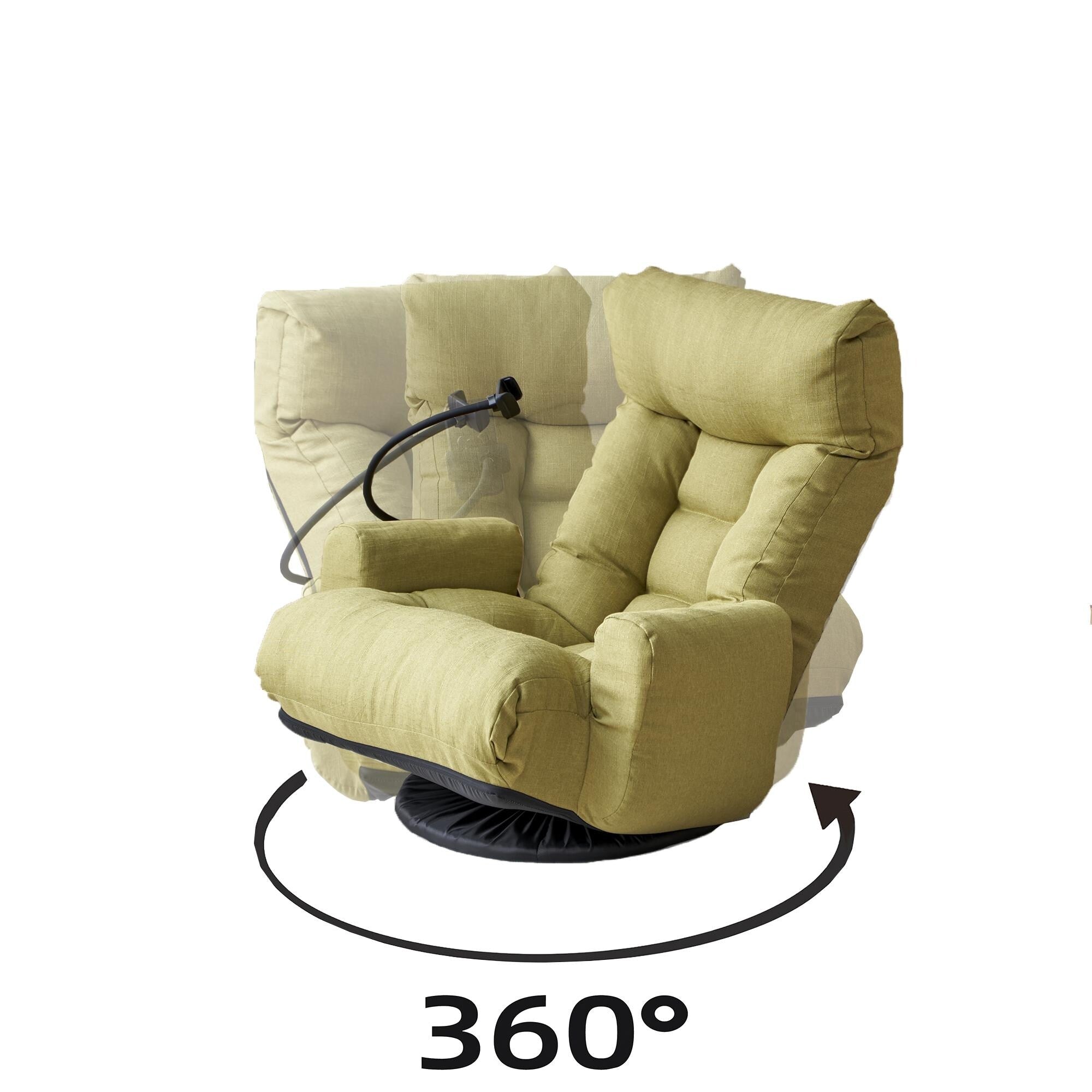 Fauteuil de salon réglable, pivotant à 360 degrés, pliable et inclinable, avec support pour téléphone