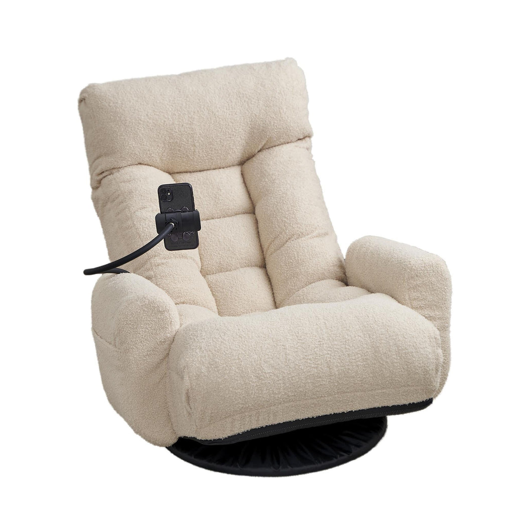 Fauteuil de salon réglable, pivotant à 360 degrés, pliable et inclinable, avec support pour téléphone