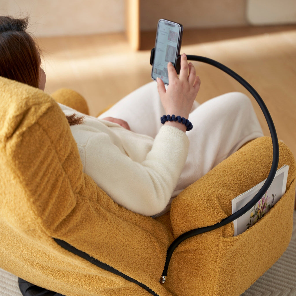 Fauteuil de salon réglable, pivotant à 360 degrés, pliable et inclinable, avec support pour téléphone