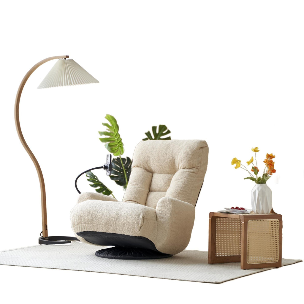 Fauteuil de salon réglable, pivotant à 360 degrés, pliable et inclinable, avec support pour téléphone