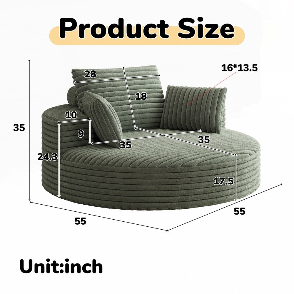 Fauteuil pivotant à 360 degrés en velours côtelé et mousse chenille, canapé simple