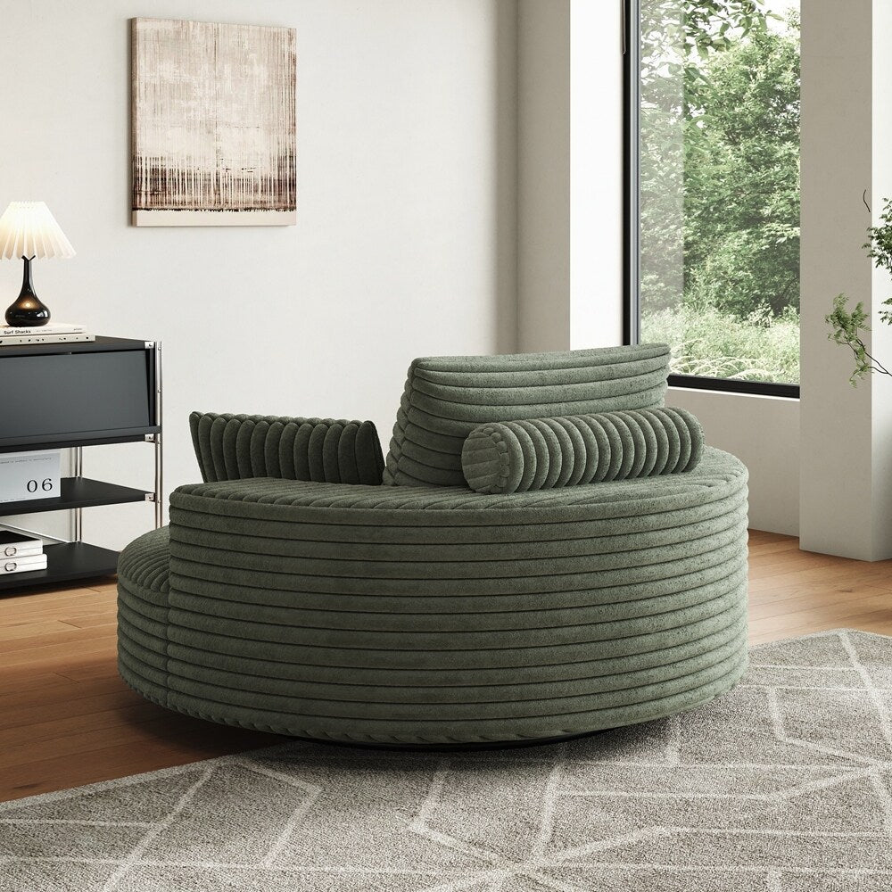 Fauteuil pivotant à 360 degrés en velours côtelé et mousse chenille, canapé simple
