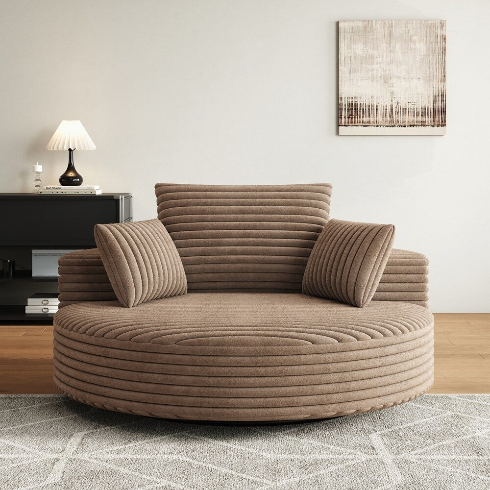 Fauteuil pivotant à 360 degrés en velours côtelé et mousse chenille, canapé simple