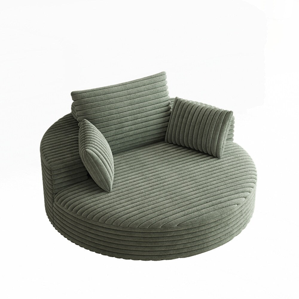 Fauteuil pivotant à 360 degrés en velours côtelé et mousse chenille, canapé simple