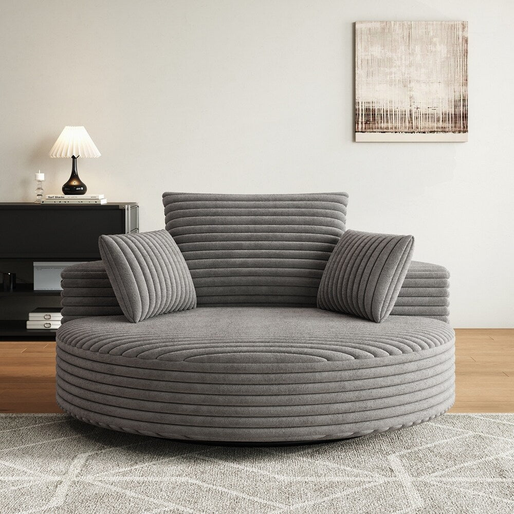 Fauteuil pivotant à 360 degrés en velours côtelé et mousse chenille, canapé simple