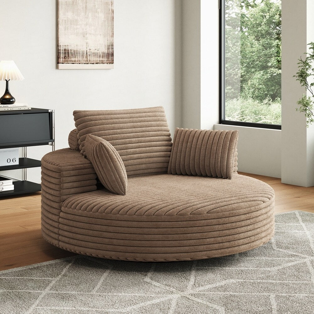 Fauteuil pivotant à 360 degrés en velours côtelé et mousse chenille, canapé simple