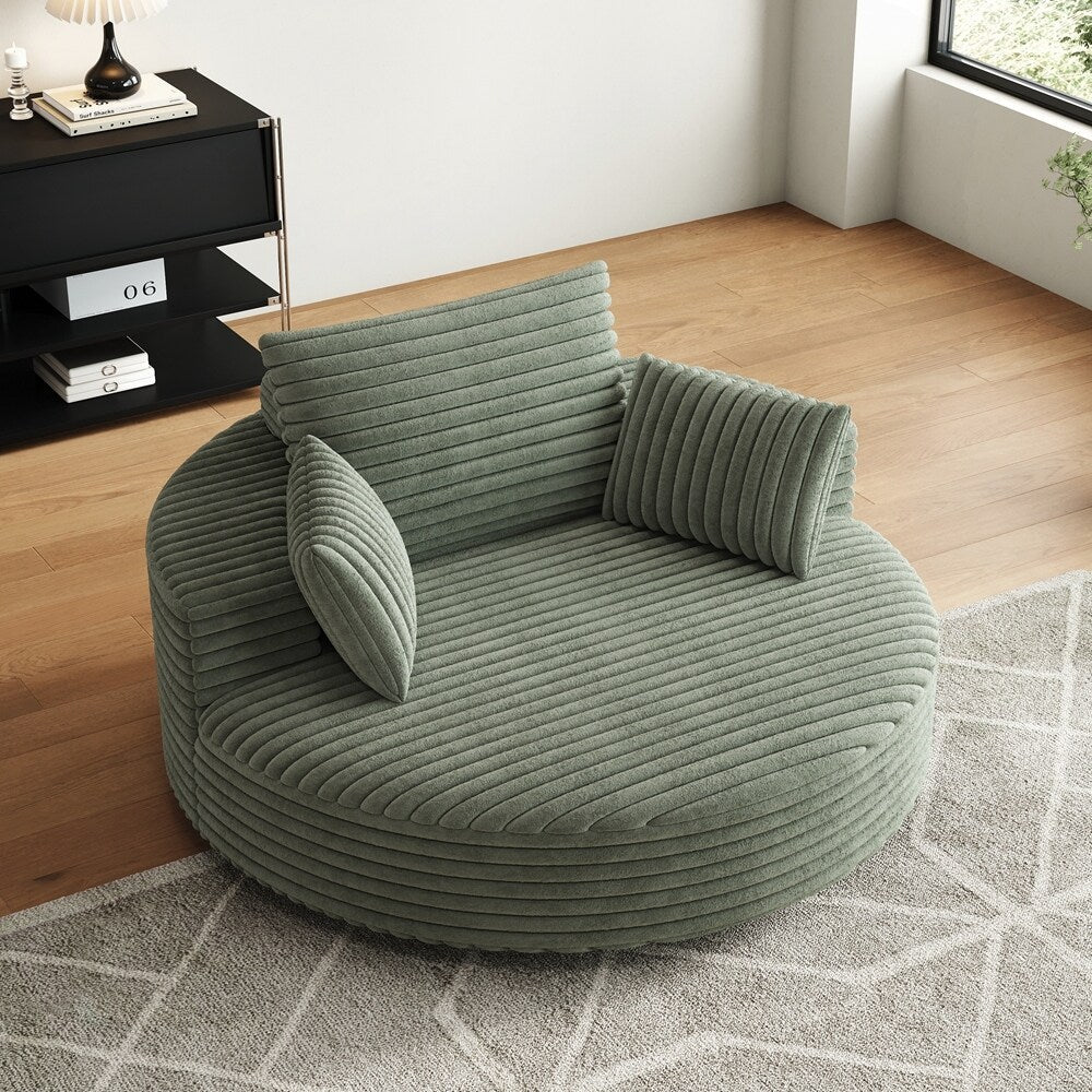 Fauteuil pivotant à 360 degrés en velours côtelé et mousse chenille, canapé simple