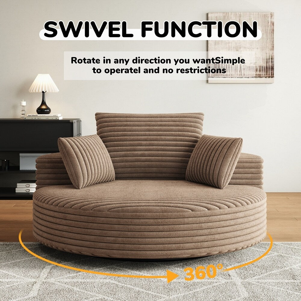 Fauteuil pivotant à 360 degrés en velours côtelé et mousse chenille, canapé simple
