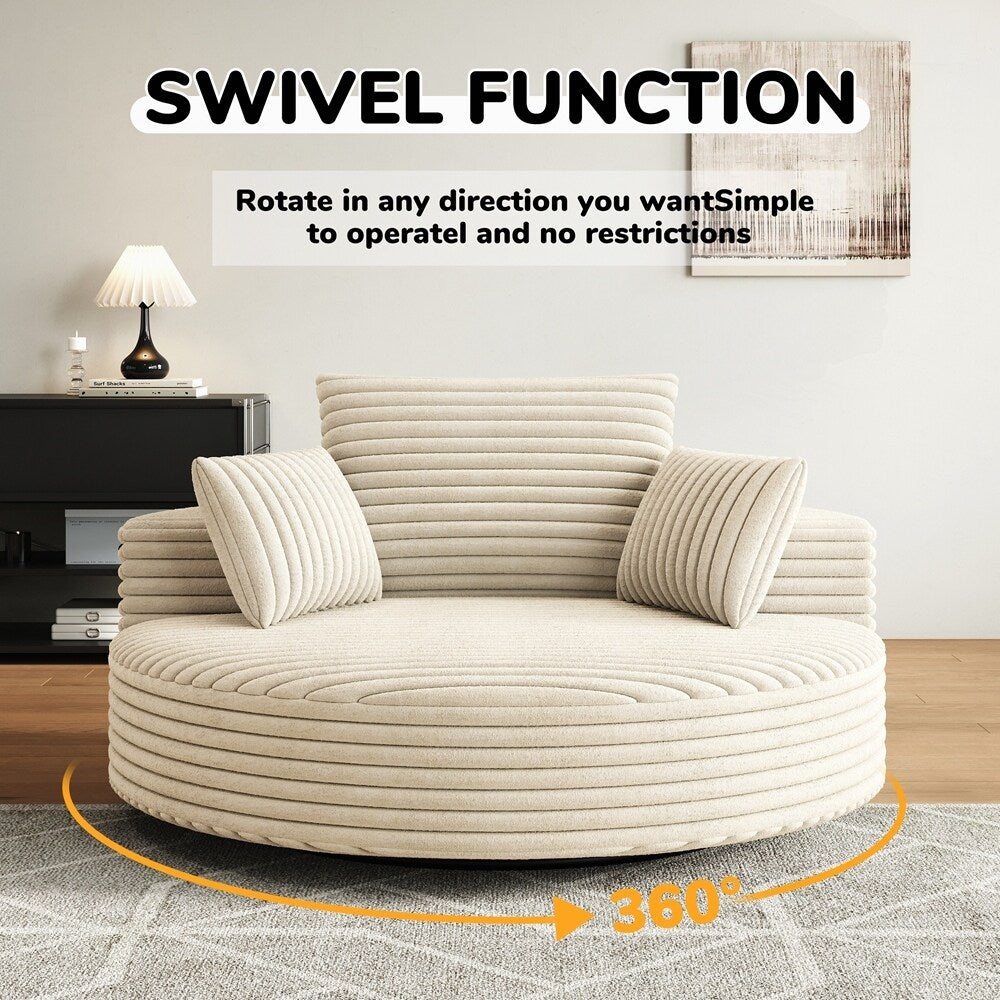 Fauteuil pivotant à 360 degrés en velours côtelé et mousse chenille, canapé simple