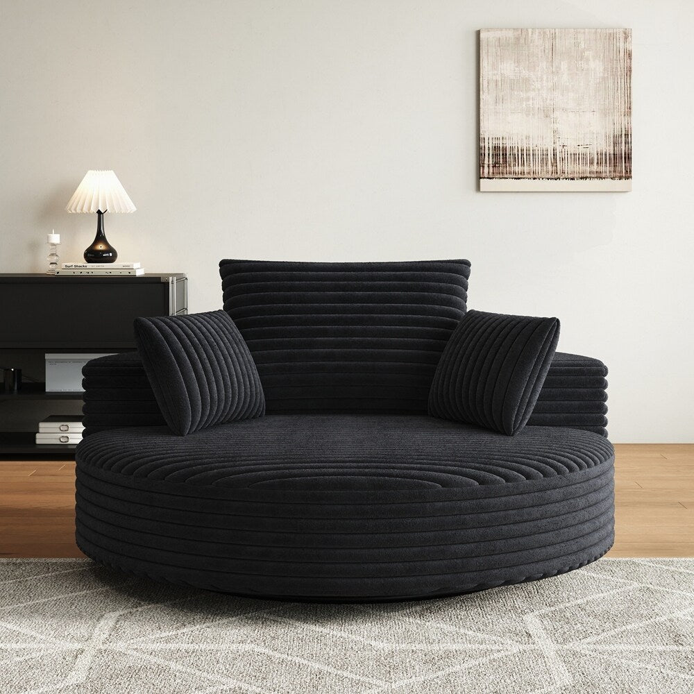 Fauteuil pivotant à 360 degrés en velours côtelé et mousse chenille, canapé simple