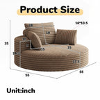 Fauteuil pivotant à 360 degrés en velours côtelé et mousse chenille, canapé simple