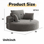 Fauteuil pivotant à 360 degrés en velours côtelé et mousse chenille, canapé simple