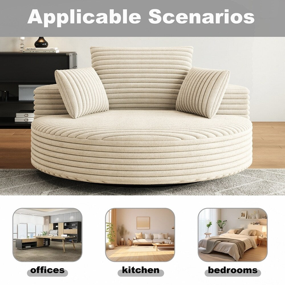 Fauteuil pivotant à 360 degrés en velours côtelé et mousse chenille, canapé simple