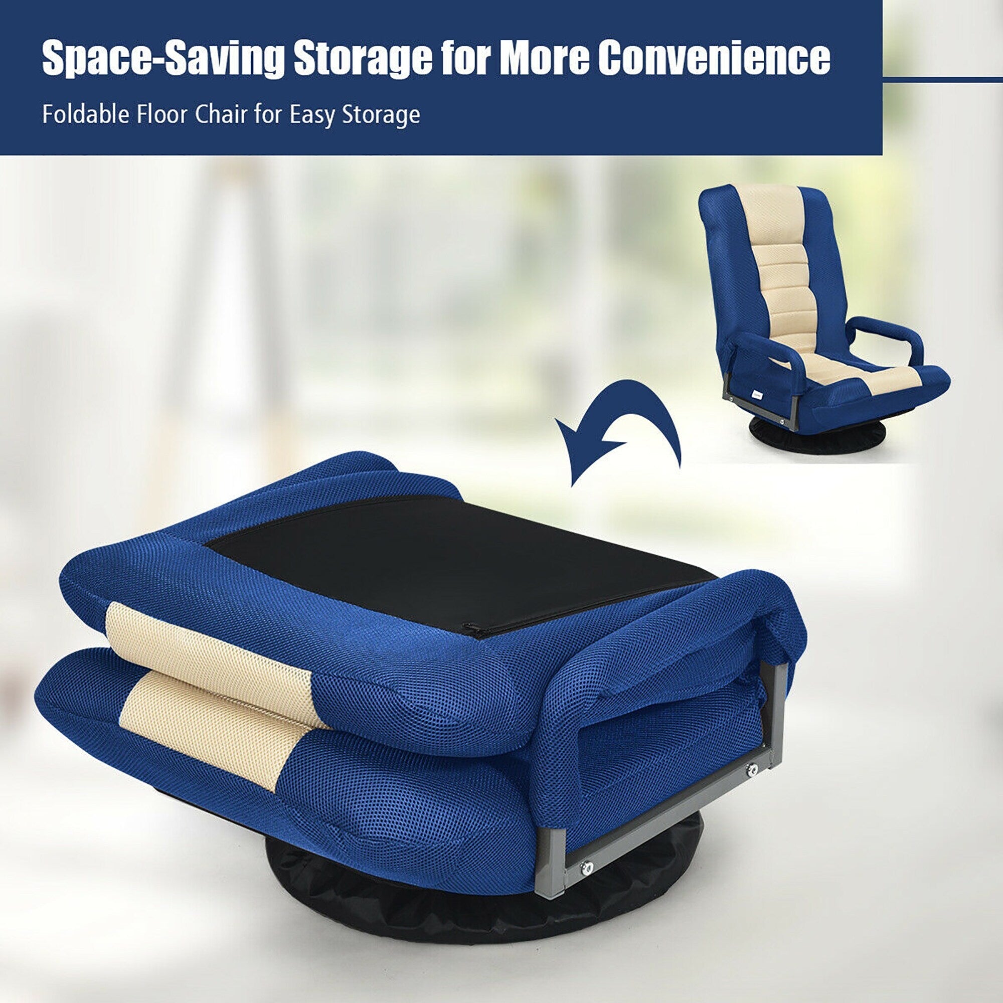 Chaise de jeu pivotante à 360 degrés avec dossier réglable et pliable