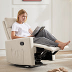 Fauteuil inclinable manuel pivotant à 360°, revêtement en lin, canapé simple réglable pour chambre d'enfant, salon ou chambre à coucher