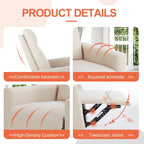 Fauteuil inclinable manuel pivotant à 360°, revêtement en lin, canapé simple réglable pour chambre d'enfant, salon ou chambre à coucher