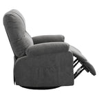 Fauteuil inclinable manuel pivotant à 360° en tissu avec repose-pieds coulissant et poches latérales