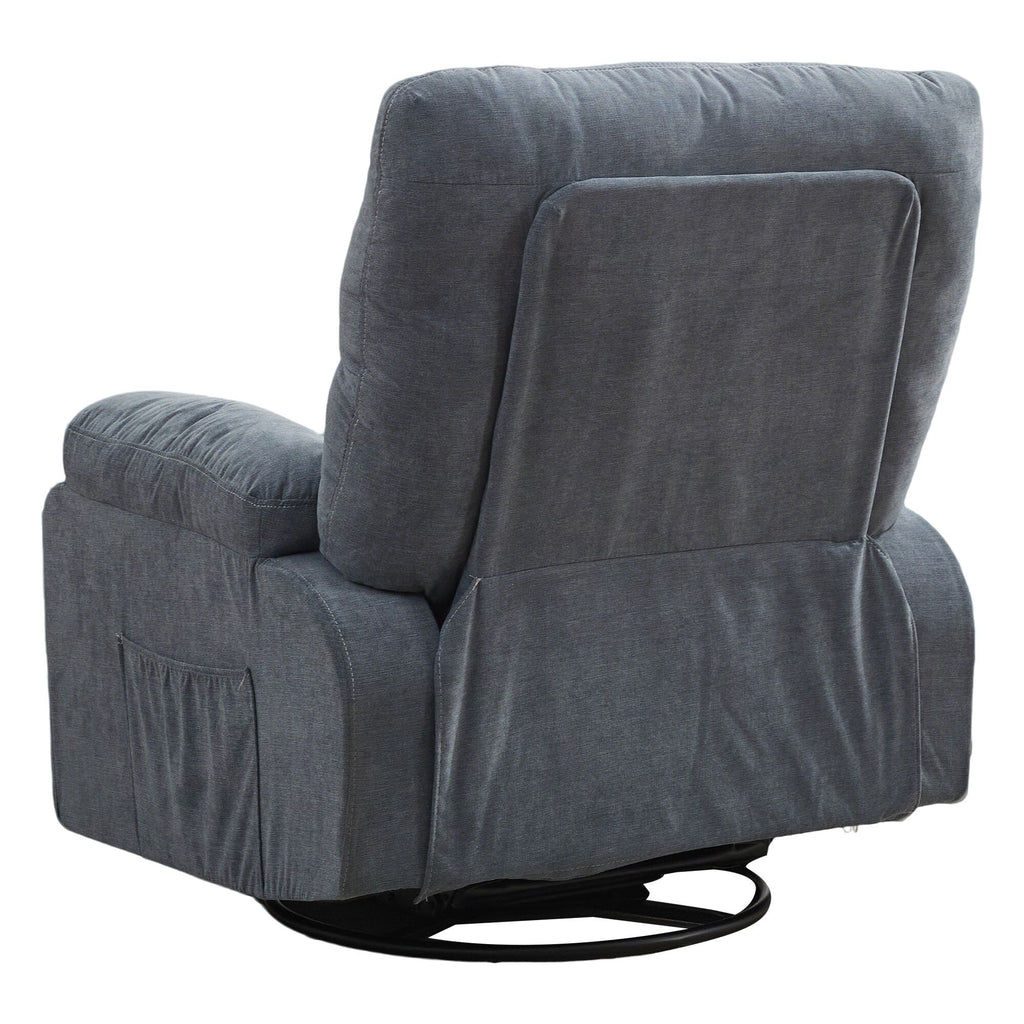Fauteuil inclinable manuel pivotant à 360° en tissu avec repose-pieds coulissant et poches latérales