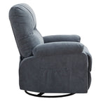 Fauteuil inclinable manuel pivotant à 360° en tissu avec repose-pieds coulissant et poches latérales