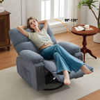 Fauteuil inclinable manuel pivotant à 360° en tissu avec repose-pieds coulissant et poches latérales