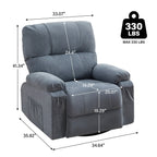 Fauteuil inclinable manuel pivotant à 360° en tissu avec repose-pieds coulissant et poches latérales