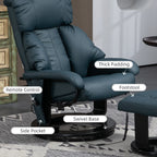 Fauteuil inclinable de massage manuel pivotant à 360° en cuir PU avec repose-pieds, dossier réglable et vibration à 10 points