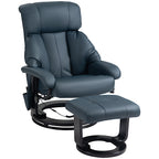 Fauteuil inclinable de massage manuel pivotant à 360° en cuir PU avec repose-pieds, dossier réglable et vibration à 10 points