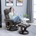Fauteuil inclinable massant pivotant à 360° en cuir PU avec 10 points de vibration, dossier et repose-pieds réglables