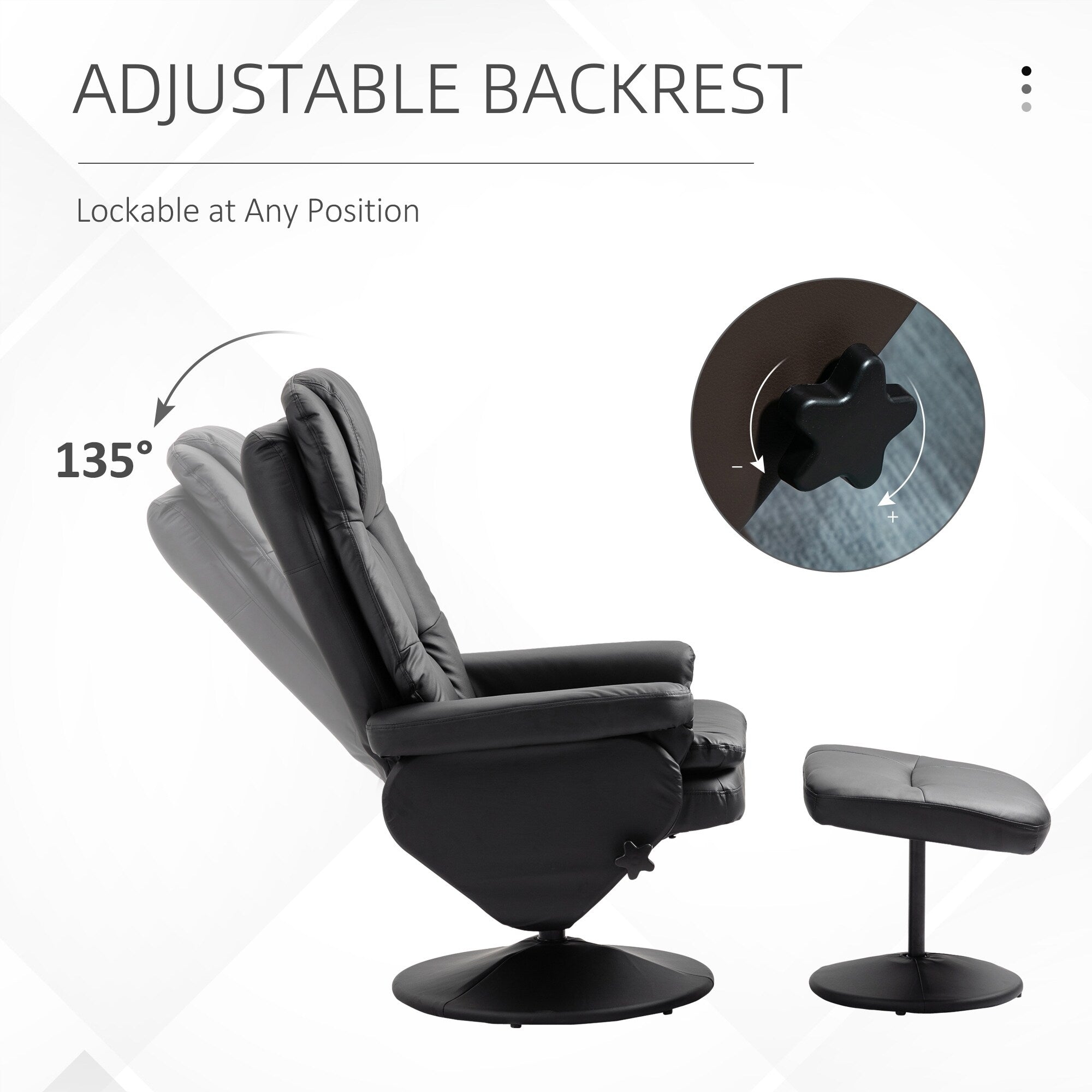 Fauteuil de bureau inclinable pivotant à 360°, réglable et inclinable, en cuir synthétique souple, avec repose-pieds
