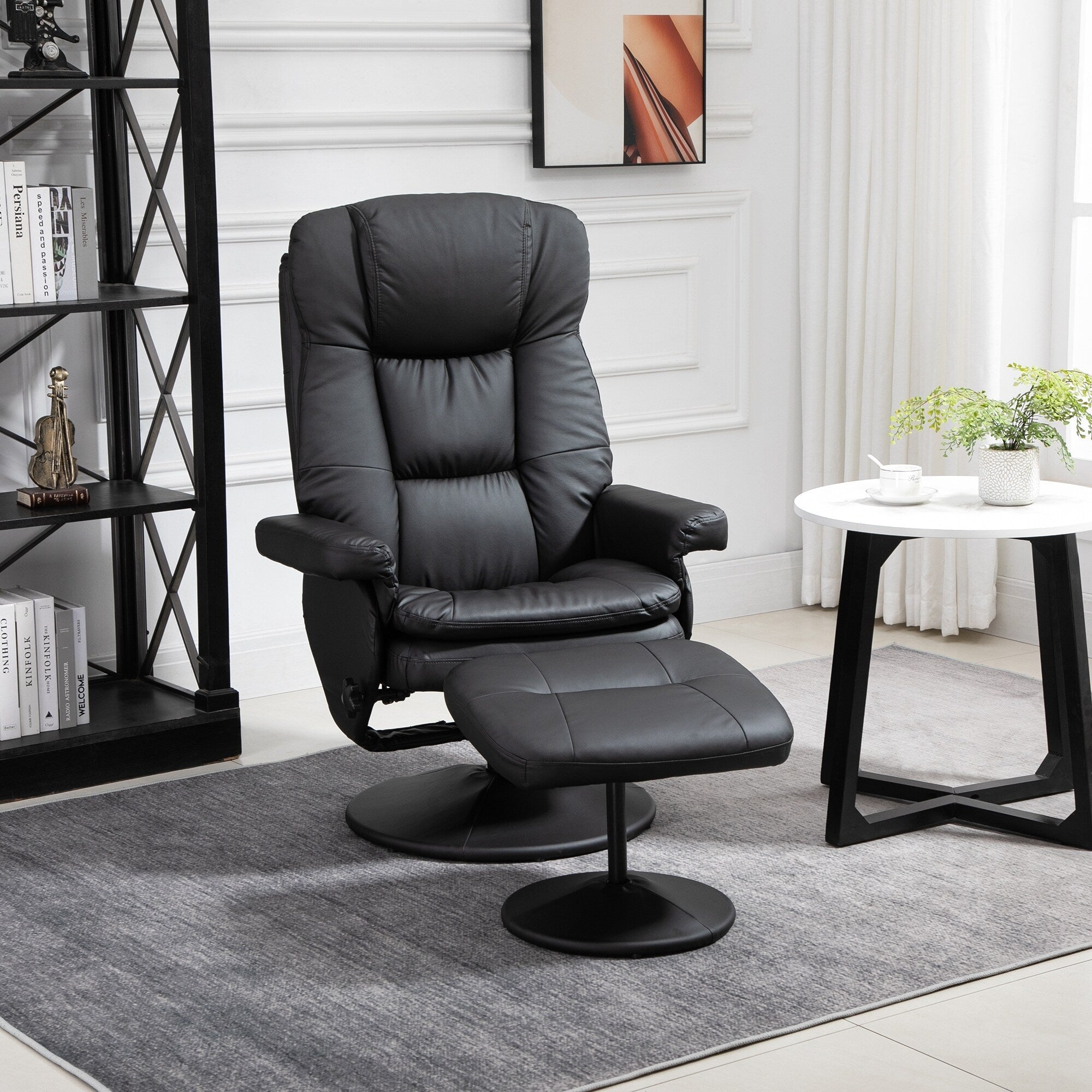 Fauteuil de bureau inclinable pivotant à 360°, réglable et inclinable, en cuir synthétique souple, avec repose-pieds