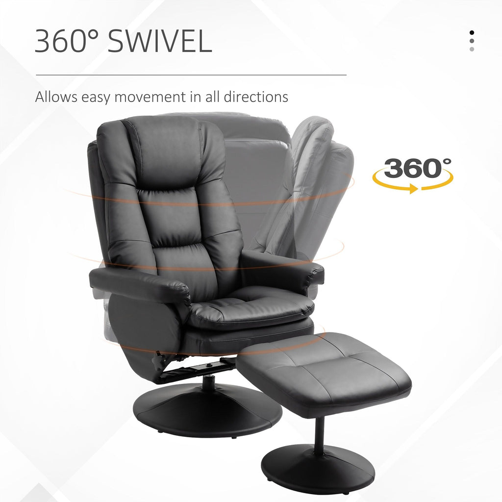 Fauteuil de bureau inclinable pivotant à 360°, réglable et inclinable, en cuir synthétique souple, avec repose-pieds