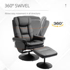 Fauteuil de bureau inclinable pivotant à 360°, réglable et inclinable, en cuir synthétique souple, avec repose-pieds
