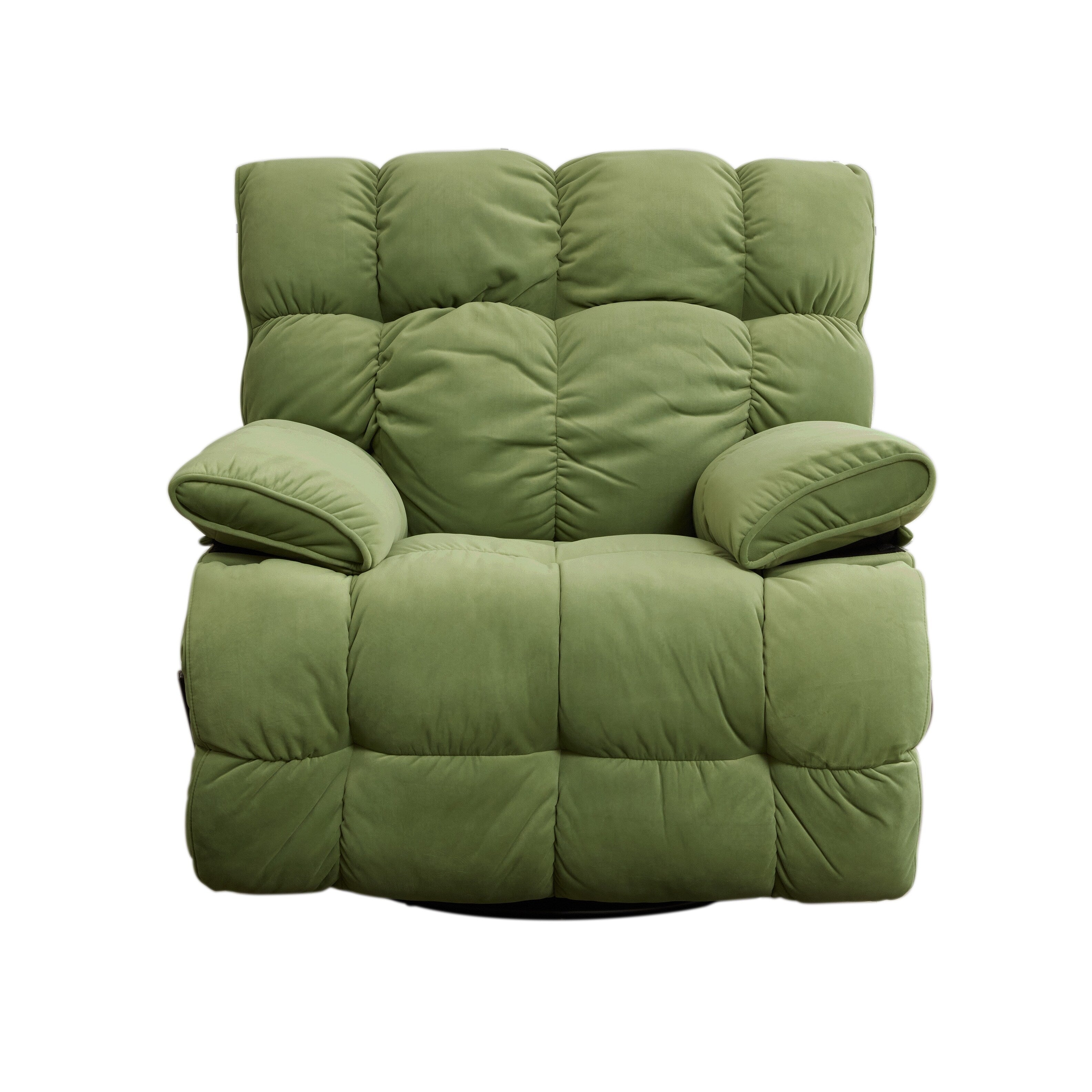 Fauteuil inclinable pivotant à 360° en tissu d'ameublement, fauteuil à bascule inclinable simple avec support lombaire pour salon