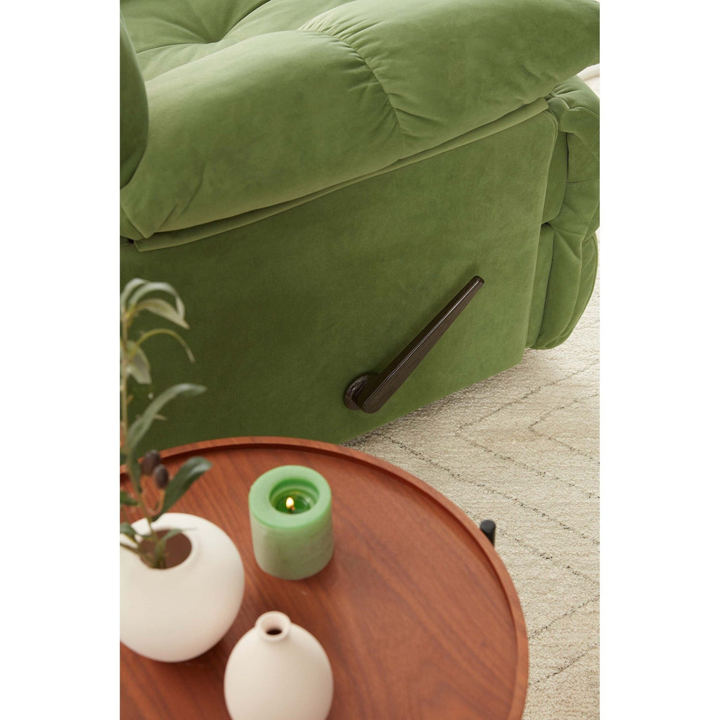 Fauteuil inclinable pivotant à 360° en tissu d'ameublement, fauteuil à bascule inclinable simple avec support lombaire pour salon