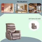 Fauteuil inclinable pivotant à 360°, fauteuil de salon moderne en velours, canapé simple réglable avec support lombaire