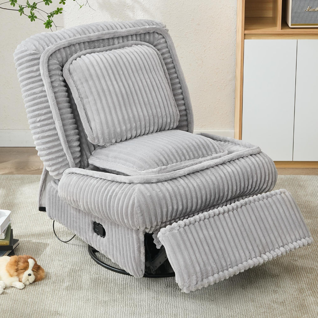 Fauteuil inclinable pivotant à 360° avec dossier réglable en velours côtelé