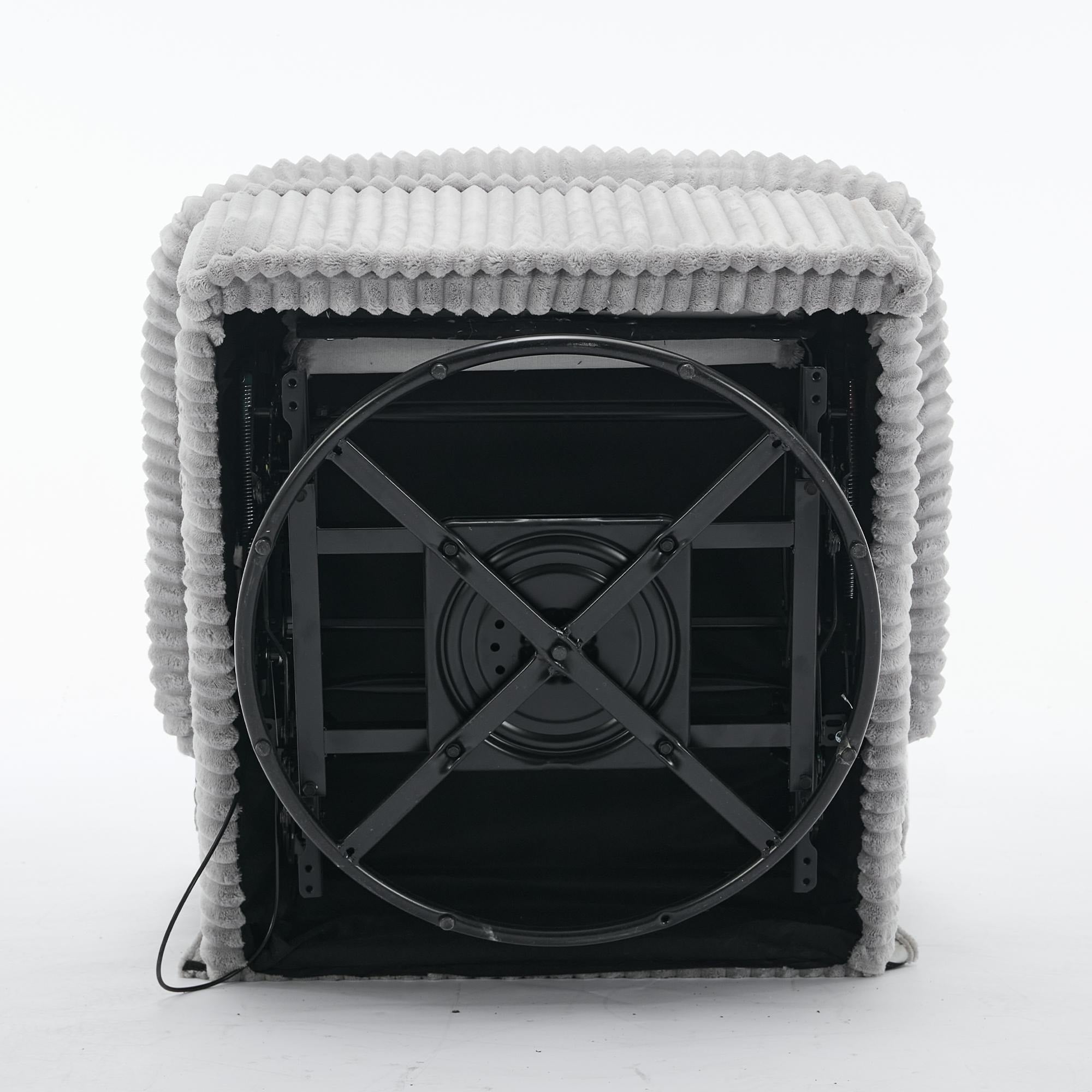 Fauteuil inclinable pivotant à 360° avec dossier réglable en velours côtelé