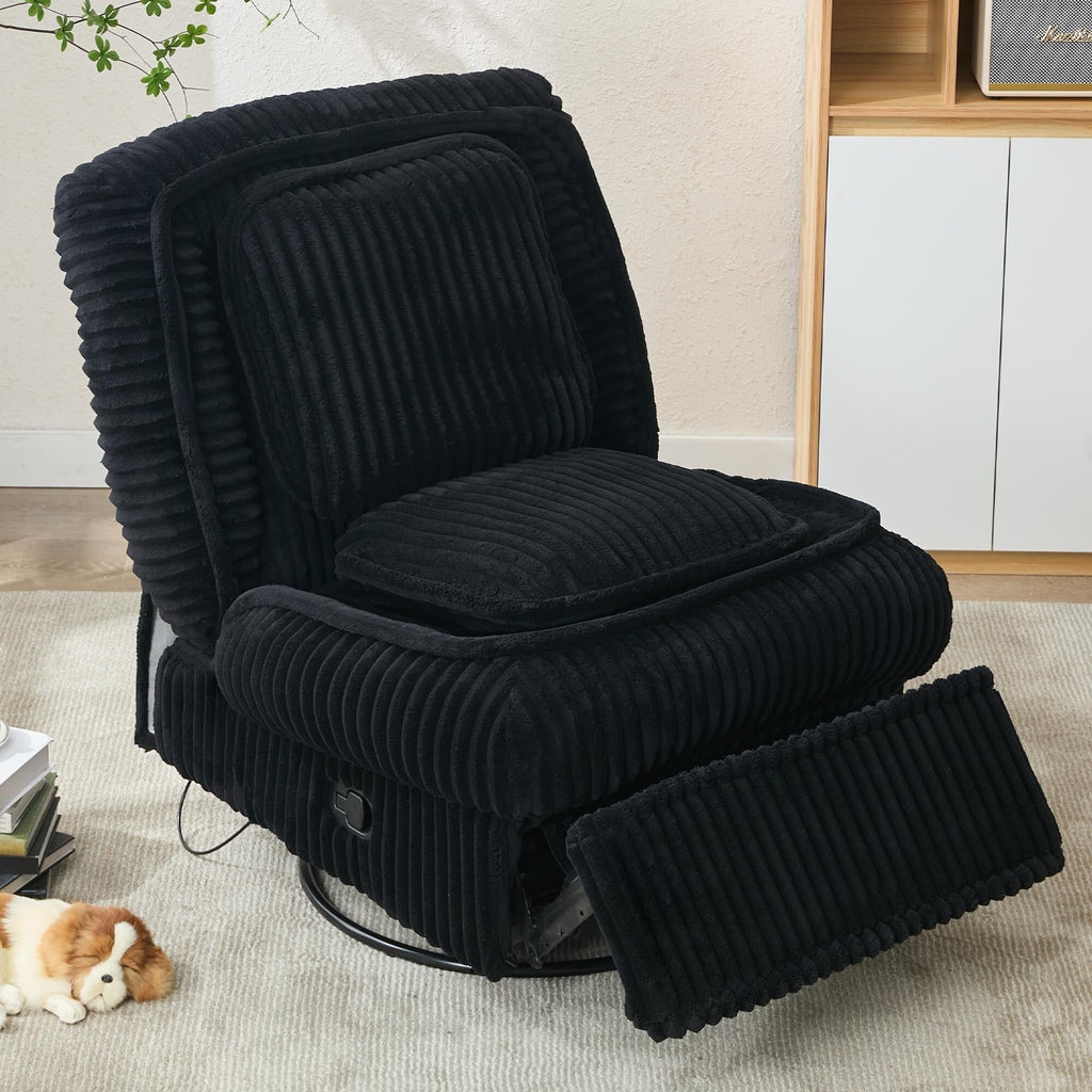 Fauteuil inclinable pivotant à 360° avec dossier réglable en velours côtelé
