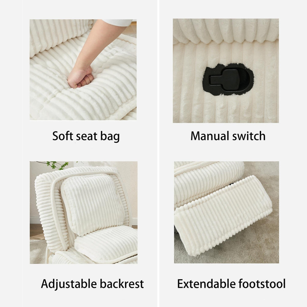 Fauteuil inclinable pivotant à 360° avec dossier réglable en velours côtelé