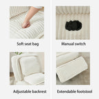 Fauteuil inclinable pivotant à 360° avec dossier réglable en velours côtelé