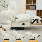 Fauteuil inclinable pivotant à 360° avec dossier réglable en velours côtelé