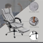 Fauteuil de bureau pivotant à 360° avec massage, dossier haut, inclinable, chauffage lombaire, inclinaison réglable et repose-pieds extensible