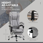 Fauteuil de bureau pivotant à 360° avec massage, dossier haut, inclinable, chauffage lombaire, inclinaison réglable et repose-pieds extensible