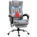 Fauteuil de bureau pivotant à 360° avec massage, dossier haut, inclinable, chauffage lombaire, inclinaison réglable et repose-pieds extensible