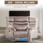Fauteuil inclinable pivotant à 360° avec dossier réglable, tissu résistant, canapé inclinable moderne avec soutien lombaire