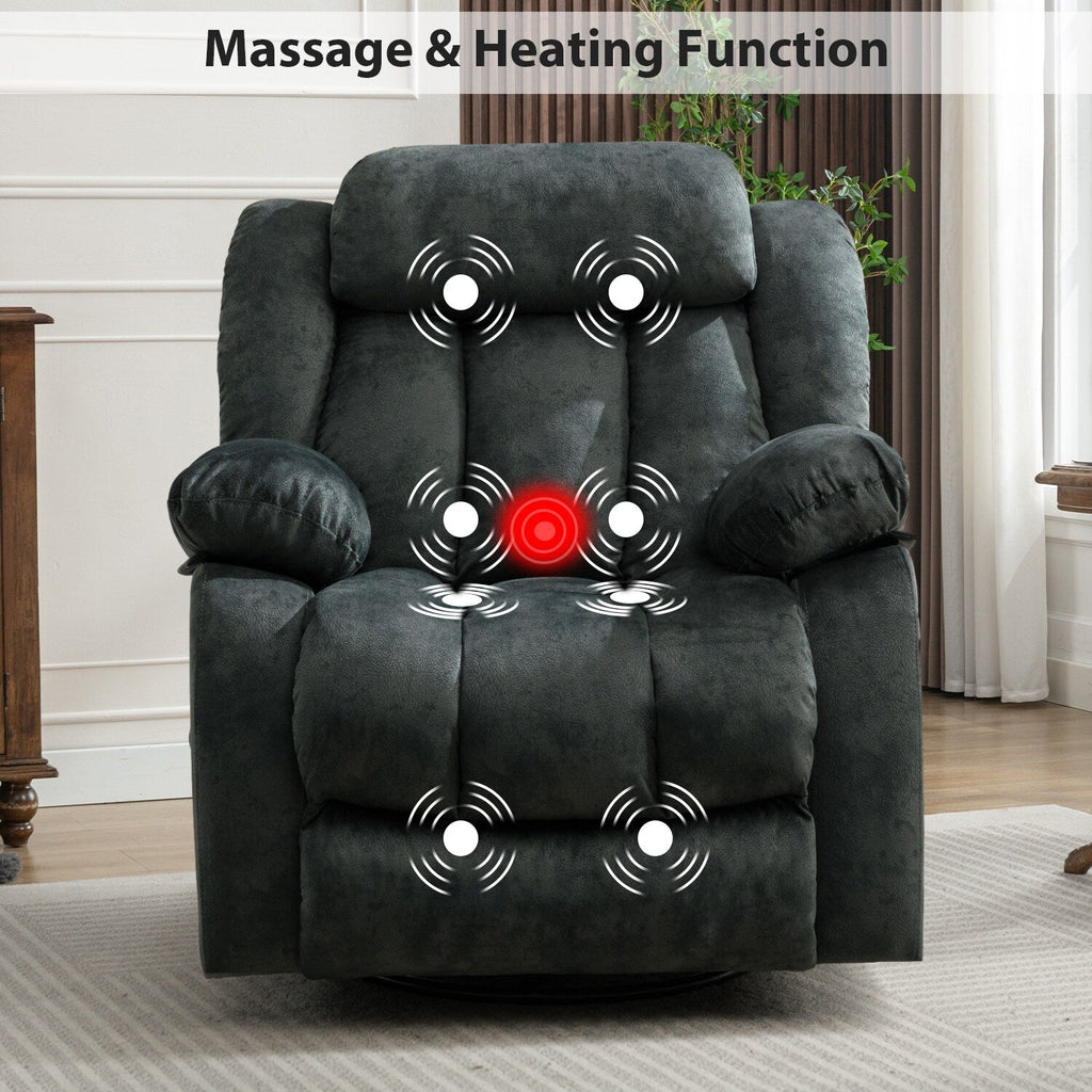 Fauteuil inclinable à bascule manuel pivotant à 360° avec massage et vibrations