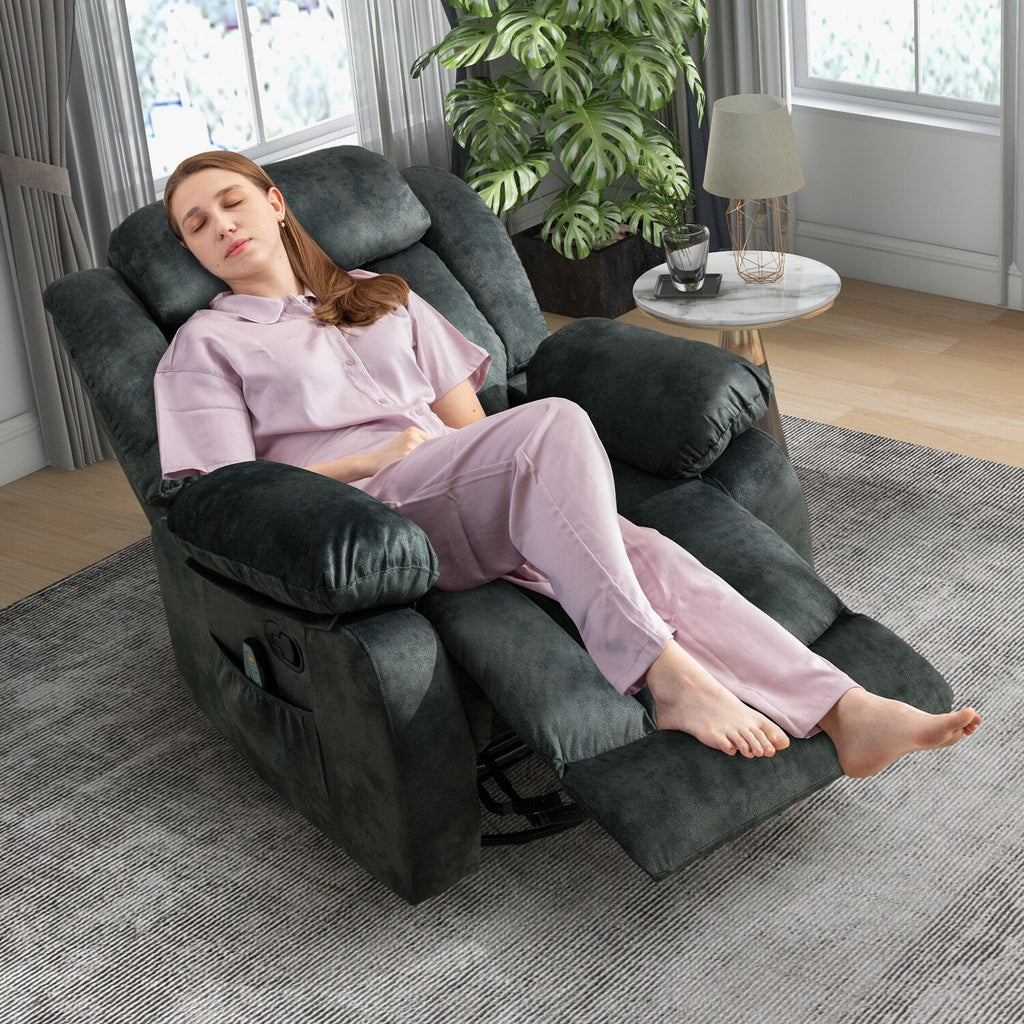 Fauteuil inclinable à bascule manuel pivotant à 360° avec massage et vibrations