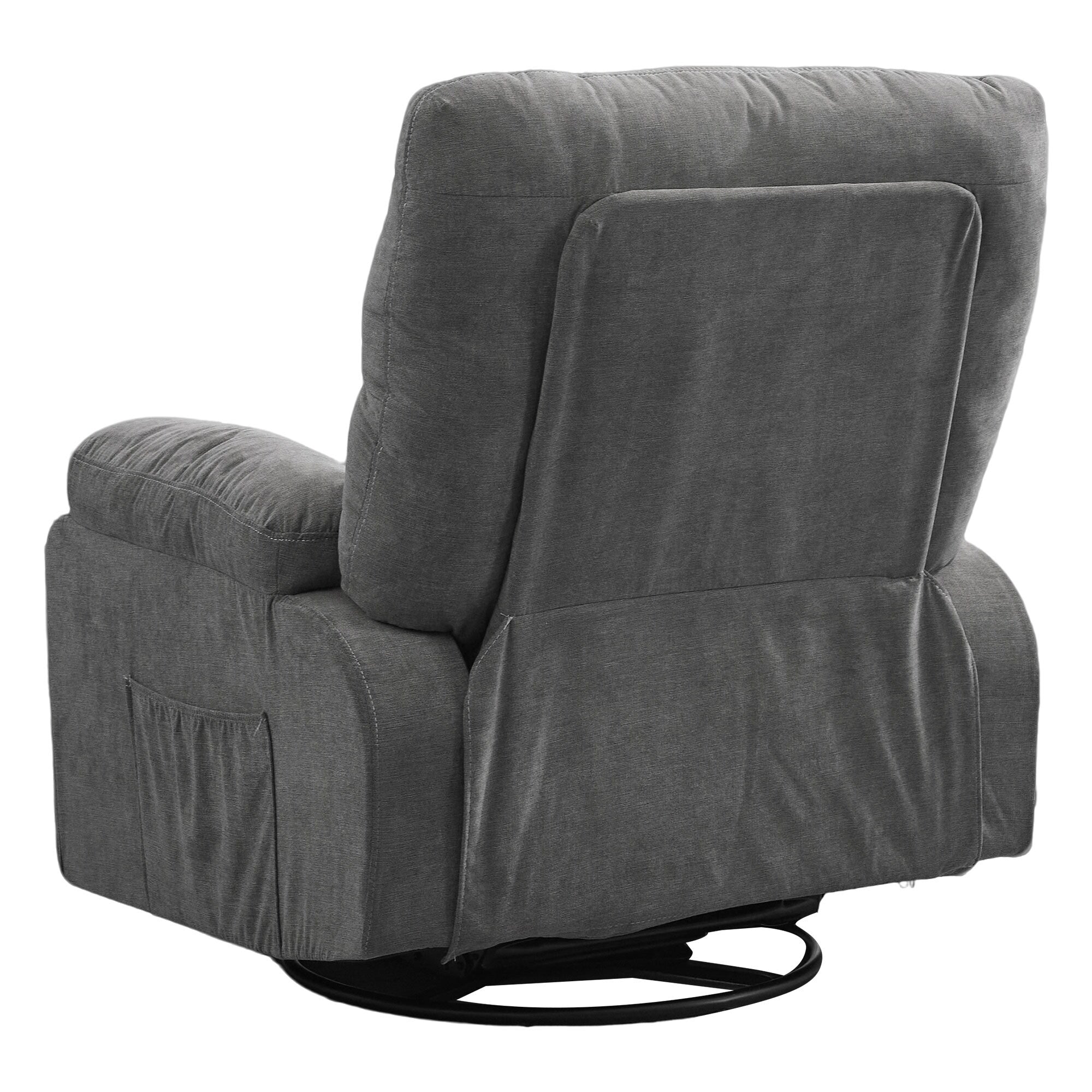 Fauteuil inclinable pivotant à 360° avec dossier réglable, fauteuil à bascule pivotant avec repose-pieds, coussins moelleux et poches latérales