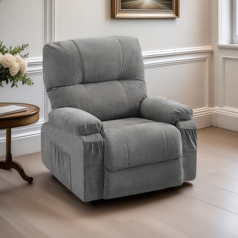 Fauteuil inclinable pivotant à 360° avec dossier réglable, fauteuil à bascule pivotant avec repose-pieds, coussins moelleux et poches latérales